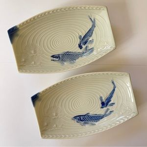 Vintage 1960's Koi Porcelain Dishes Plates